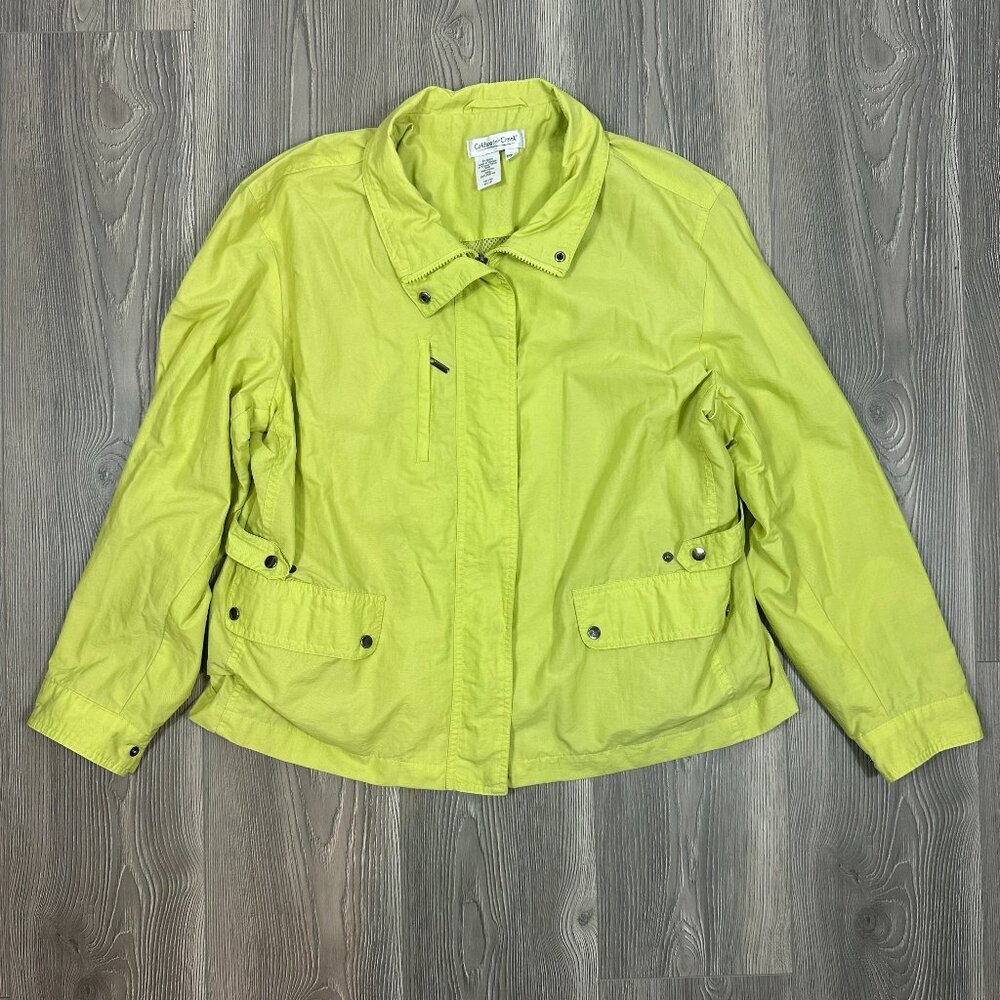 Coldwater Creek Bright Green Lightweight Nylon Jacket Petite XL